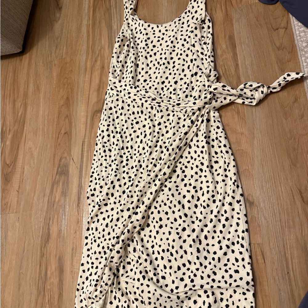 Pact Cream and Black Polka Dot Midi Dress